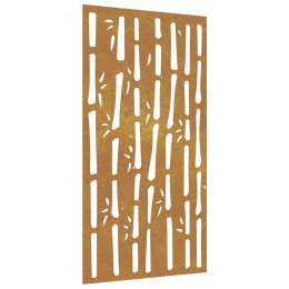 VidaXL Ogrodowa dekoracja ścienna, 105x55 cm, stal kortenowska, bambus