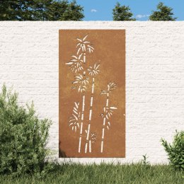 VidaXL Ogrodowa dekoracja ścienna, 105x55 cm, stal kortenowska, bambus