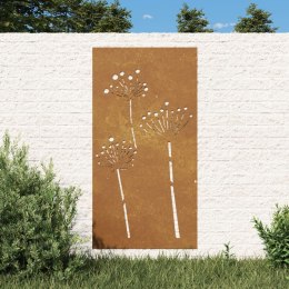 VidaXL Ogrodowa dekoracja ścienna, 105x55 cm, stal kortenowska, kwiaty