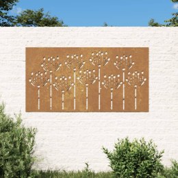 VidaXL Ogrodowa dekoracja ścienna, 105x55 cm, stal kortenowska, kwiaty