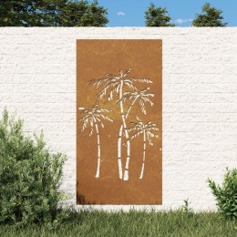 VidaXL Ogrodowa dekoracja ścienna, 105x55 cm, stal kortenowska, palmy