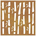 VidaXL Ogrodowa dekoracja ścienna, 55x55 cm, stal kortenowska, bambus