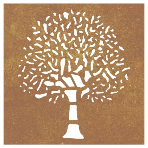 VidaXL Ogrodowa dekoracja ścienna, 55x55 cm, stal kortenowska, drzewo