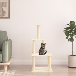 VidaXL Drapak dla kota z sizalowymi słupkami, kremowy, 111 cm