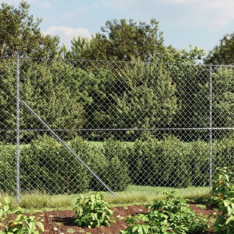 VidaXL Ogrodzenie z siatki, z kotwami, srebrne, 2x10 m