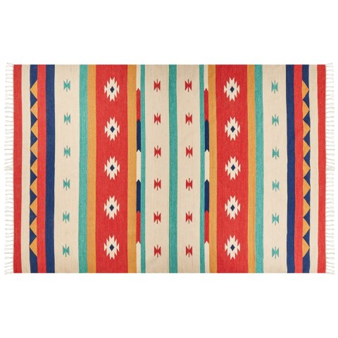 Dywan bawełniany kilim 200 x 300 cm wielokolorowy MARGARA Lumarko!