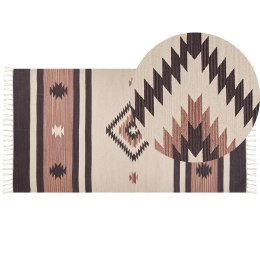 Dywan bawełniany kilim 80 x 150 cm beżowo-brązowy ARAGATS Lumarko!