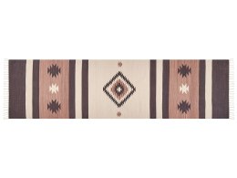 Dywan bawełniany kilim 80 x 300 cm beżowo-brązowy ARAGATS Lumarko!