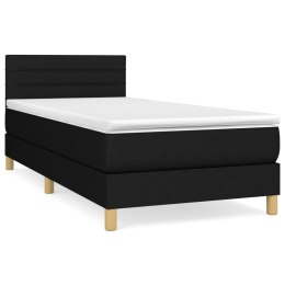 Łóżko kontynentalne z materacem, czarne, tkanina 90x190 cm Lumarko!