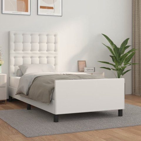 VidaXL Rama łóżka z zagłówkiem, biała, 90x190 cm, obite sztuczną skórą