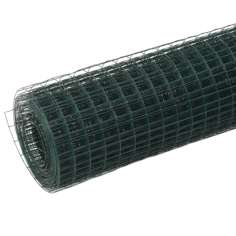 VidaXL Ogrodzenie z siatki, stal i PVC, 10x0,5 m, zielone