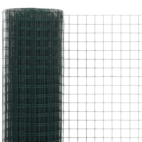 VidaXL Ogrodzenie z siatki, stal i PVC, 10x0,5 m, zielone