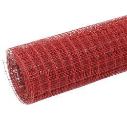VidaXL Ogrodzenie z siatki, stal i PVC, 25x1,5 m, czerwone