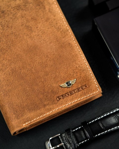 Skórzany portfel męski z kieszonką na suwak — Peterson Lumarko!