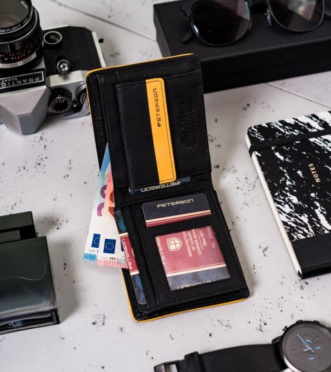 Skórzany, sportowy portfel męski z ochroną kart RFID — Peterson Lumarko!