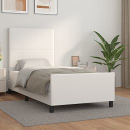 VidaXL Rama łóżka z zagłówkiem, biała, 90x190 cm, obite sztuczną skórą