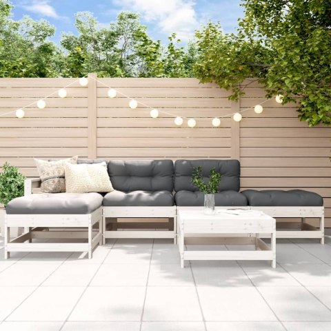VidaXL 6-cz. zestaw wypoczynkowy do ogrodu z poduszkami, biały, drewno