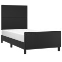 VidaXL Rama łóżka z zagłówkiem, czarna, 90x190 cm, sztuczna skóra