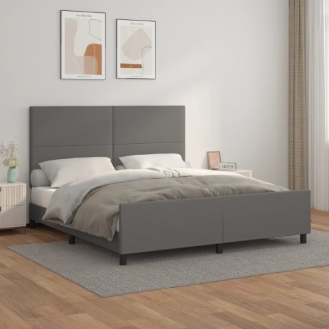 VidaXL Rama łóżka z zagłówkiem, szara, 180x200cm, obite sztuczną skórą