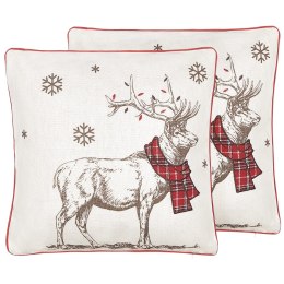 2 poduszki dekoracyjne z reniferem 45 x 45 cm czerwono-białe SVEN Lumarko!