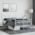 VidaXL Metalowa rama łóżka z wezgłowiem i zanóżkiem, biała, 135x190 cm
