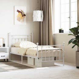 Metalowa rama łóżka z wezgłowiem i zanóżkiem, biała, 90x190 cm Lumarko!