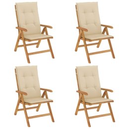 VidaXL Rozkładane krzesła ogrodowe z poduszkami, 4 szt., drewno tekowe