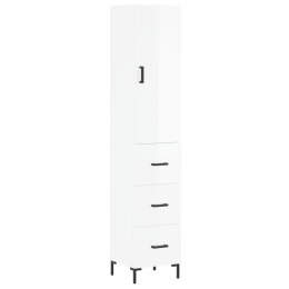 Wysoka szafka, biała z wysokim połyskiem, 34,5x34x180 cm Lumarko!