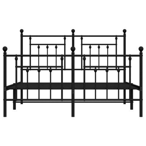 VidaXL Metalowa rama łóżka z wezgłowiem i zanóżkiem, czarna, 140x200cm