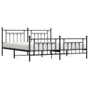 VidaXL Metalowa rama łóżka z wezgłowiem i zanóżkiem, czarna, 200x200cm