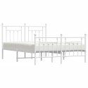 Metalowa rama łóżka z wezgłowiem i zanóżkiem, biała, 140x200 cm Lumarko!