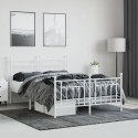 Metalowa rama łóżka z wezgłowiem i zanóżkiem, biała, 150x200 cm Lumarko!