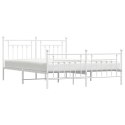 VidaXL Metalowa rama łóżka z wezgłowiem i zanóżkiem, biała, 160x200 cm