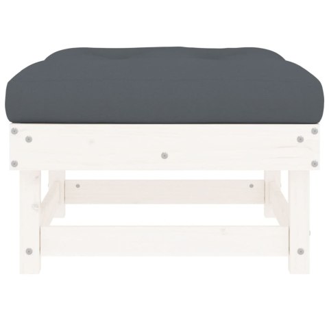 Podnóżek ogrodowy z poduszką, biały, lite drewno sosnowe Lumarko!