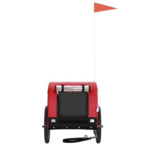 VidaXL Przyczepka rowerowa dla psa, czerwono-czarna, tkanina i żelazo