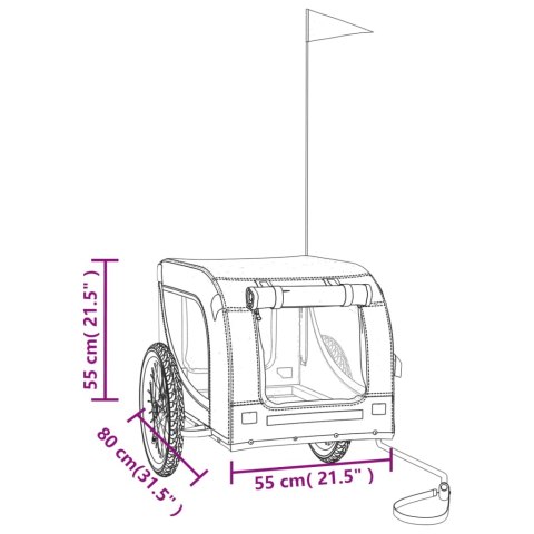 VidaXL Przyczepka rowerowa dla psa, czerwono-czarna, tkanina i żelazo