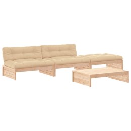VidaXL 4-cz. zestaw wypoczynkowy do ogrodu, z poduszkami, lite drewno