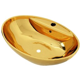 Umywalka z przelewem, 58,5 x 39 x 21 cm, ceramiczna, złota Lumarko!