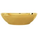 VidaXL Umywalka z przelewem, 58,5 x 39 x 21 cm, ceramiczna, złota