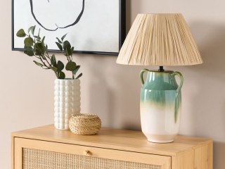 Lampa stołowa ceramiczna zielono-biała LIMONES