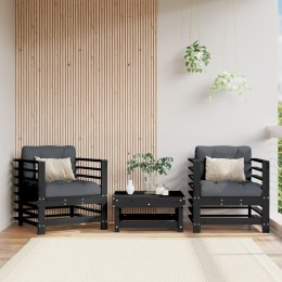 VidaXL Fotele ogrodowe z poduszkami, 2 szt., czarne, drewno sosnowe