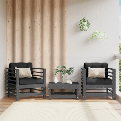 Fotele ogrodowe z poduszkami, 2 szt, szare, lite drewno sosnowe Lumarko!