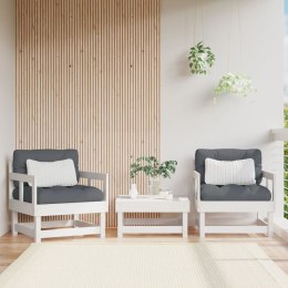 Fotele ogrodowe z poduszkami, 2 szt, białe, lite drewno sosnowe Lumarko!