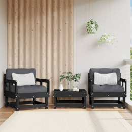 VidaXL Fotele ogrodowe z poduszkami 2 szt, czarne, lite drewno sosnowe