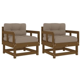 VidaXL Fotele ogrodowe z poduszkami, 2 szt., miodowe, drewno sosnowe
