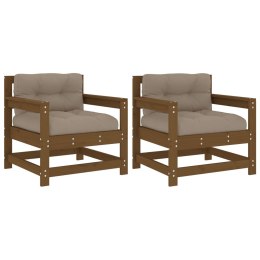 VidaXL Fotele ogrodowe z poduszkami, 2 szt., miodowe, drewno sosnowe