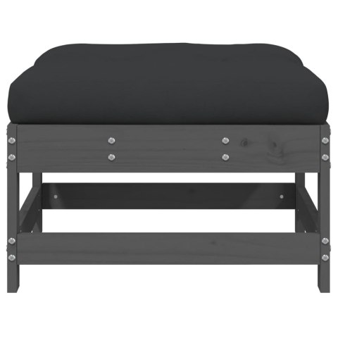 Podnóżek ogrodowy z poduszką, szary, lite drewno sosnowe Lumarko!