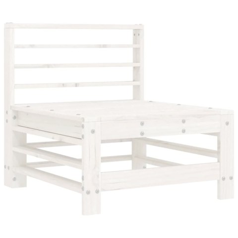 VidaXL Siedzisko środkowe z poduszkami, białe, lite drewno sosnowe