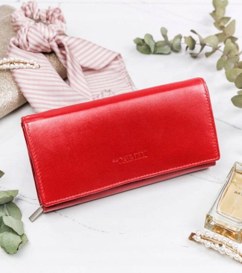 Skórzany portfel damski w orientacji poziomej na zatrzask — Rovicky Lumarko!