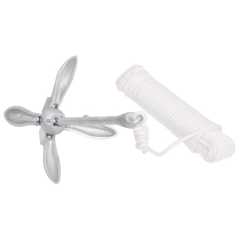 Składana kotwica z liną, srebrna, 1,5 kg, żeliwo ciągliwe Lumarko!